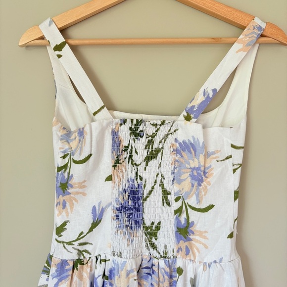 NEW Reformation Janu Midi Linen Dress Serenity White Blue Floral | US 0 / UK 4 - Picture 12 of 16